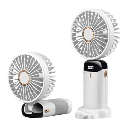 10000mA Mini Portable Fan Faltbarer Einstellbarer Winkelventilator 5-Gang Einstellbarer USB Wiederaufladbarer Handventilator Geeignet für Innen- und Außenbereich (Weiß)