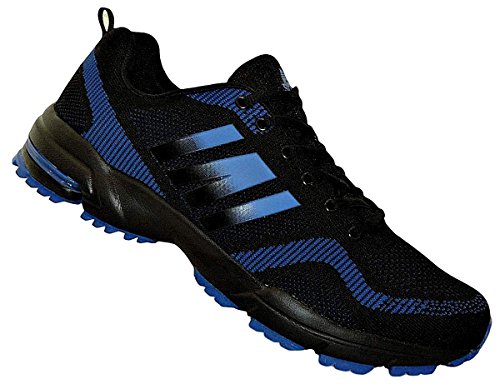 Bootsland Übergröße Luftpolster Turnschuhe Sneaker Laufschuhe 024, Schuhgröße:47, Farbe:Schwarz/Blau