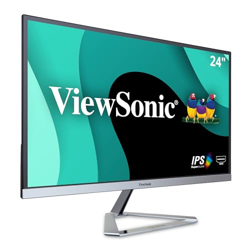 Viewsonic VX2476-SMHD 60,5 cm (24 Zoll) Design Monitor (Full-HD, IPS-Panel, HDMI, DP, Lautsprecher) silber-schwarz