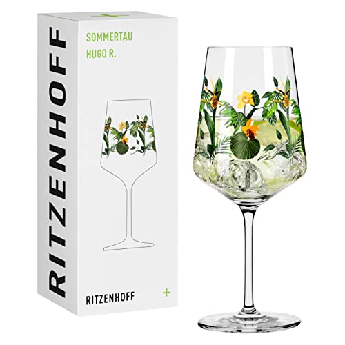 Ritzenhoff 2931016 Hugo-Glas 500 ml – Aperitif-Glas – Serie Sommertau – Motiv 16 mit Orchidee bunt – Made in Germany