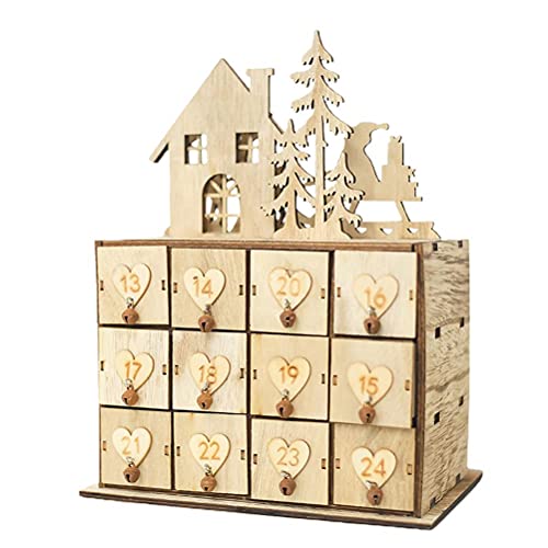 Roexboz Xmas Holz Adventskalender 24 Schubladen für Kinder Weihnachten Dekorationen Weihnachtsdeko Box