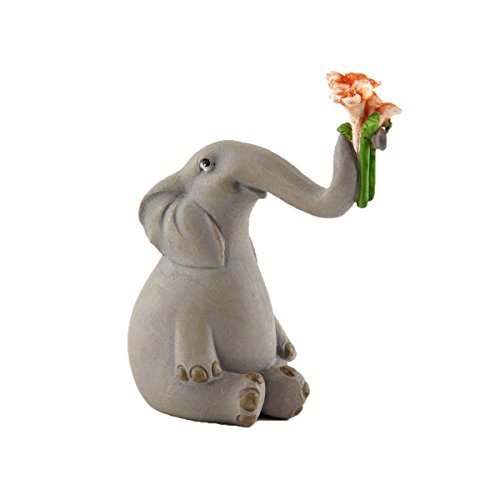 Top Collection Miniatur Garten Elefanten Statuen (Elefant hält Blumen)