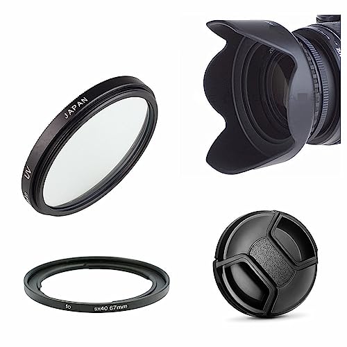 ICOBES 67 mm UV-Filter & Gegenlichtblende, Adapterring, for Canon for Powershot SX50 SX40 SX530 SX540 HS Digitalkamera (Size : SX540)
