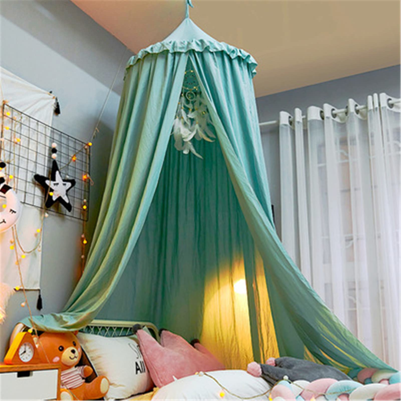 Betthimmel Babybett, Kinder Moskitonetz Baldachin, Moskitonetz Bett Vorhang, Prinzessin Bettvorhang für Bett und Schlafzimmer (Grün B)