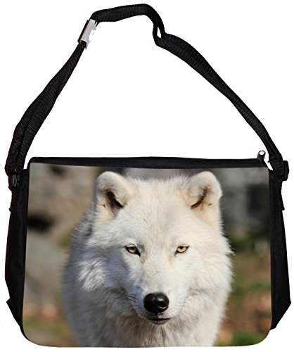 Merchandise for Fans Schultertasche - 38x28x8cm, 8,5 Liter, schwarz Motiv: Wolf/Grauwolf/Polarwolf/Europäischer Wolf - 03