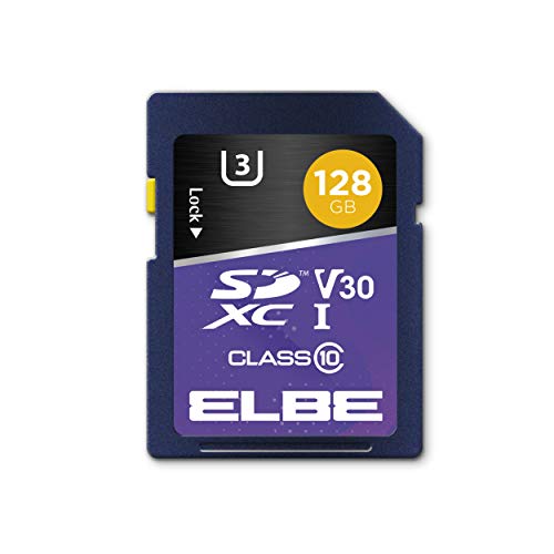 Elbe 128GB SDXC Speicherkarte bis 100MB/s Class 10 U3 V30 4K Full HD 1080p