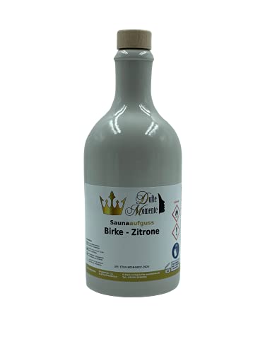 Sauna Aufguss Birke-Zitrone - 500ml in weißer Steinzeugflasche mit Korkmündung in gewohnter Premiumqualität von Dufte Momente