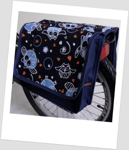 Kinder-Fahrradtasche Joy Satteltasche Gepäckträgertasche Fahrradtasche 2 x 5 Liter: Farbe: 28 Owl 1 Navy-orange