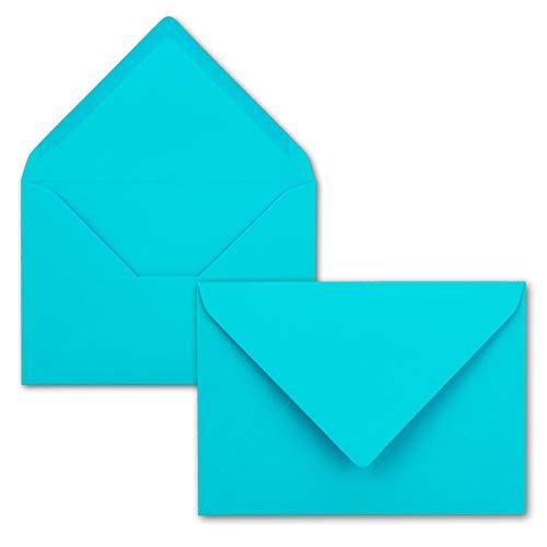150 Brief-Umschläge - Türkis - DIN C6-114 x 162 mm - Kuverts mit Nassklebung ohne Fenster für Gruß-Karten & Einladungen - Serie FarbenFroh