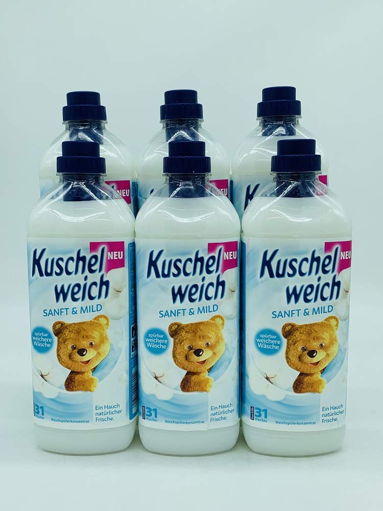 6er Vorteilspack Kuschelweich Weichspüler Weichspueler Sanft & Mild 6000 ml für 168 Anwendungen