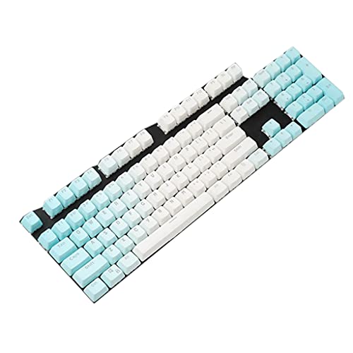 SweetWU Double Shot 104 gefärbte PBT Shine Through Keyset OEM Profil Keycap Set für Cherry MX Switches mechanische Tastatur – Blau und Weiß