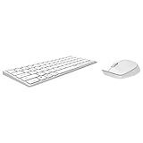 Rapoo 9600M kabelloses Tastatur-Maus Set Wireless Deskset 1300 DPI Sensor wiederaufladbarer Akku flaches Aluminium Design DE-Layout QWERTZ PC & Mac - weiß