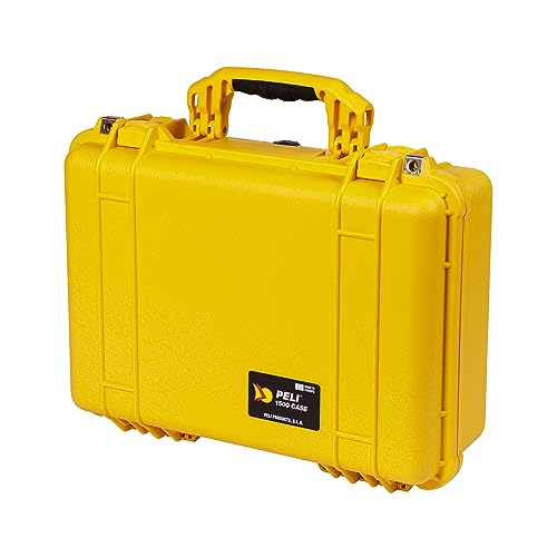 PELI 1500 Beliebter Koffer für Kamera, Drohne und Elektronische Instrumente, IP67 Wasserdicht, 19L Volumen, Hergestellt in Deutschland, Mit Schaumstoffeinlage (Anpassbar), Gelb