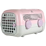 United Pets A.U.T.O. Design Transportbox für kleine Hunde und Katzen, Made in Italy, Rosa/Grau, inklusive Hygieneteppich 51x37x33cm, Reisetransportbox