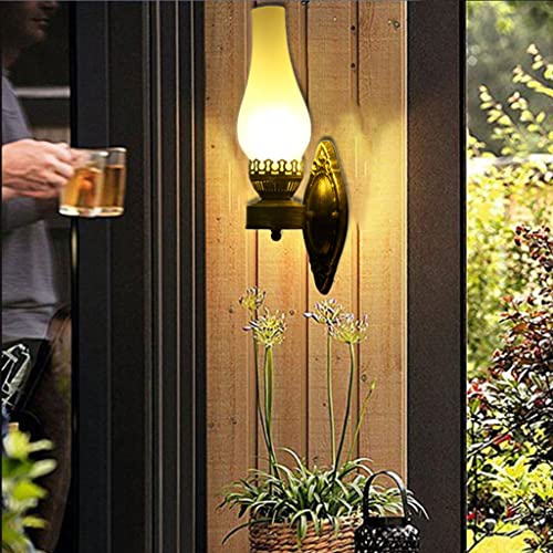 COCOL Einfach Kreativ Wandleuchte Vintage Antik Nostalgie innen Design Wandlampe Rund Weiß Glas Lampenschirm Lampenfassung Schön Korridor Treppen Schlafzimmer Gang Ø12cm*42cm