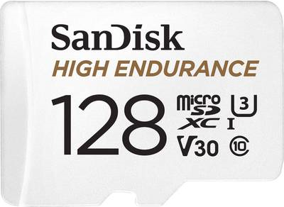 SanDisk High Endurance video monitoring 128GB microSDXC card + SD Adapter, Upto 100MB/s read, Class 10, U3, V30
