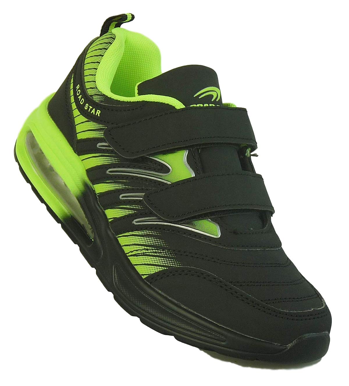 Bootsland Unisex Klett Sportschuhe Sneaker Turnschuhe Freizeitschuhe 001, Schuhgröße:43, Farbe:Schwarz/Grün
