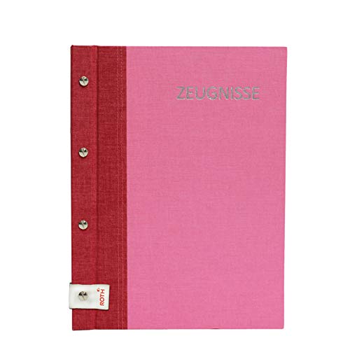 ROTH Zeugnismappe Bicolor mit Buchschrauben - Cherry-Pink - mit 12 A4 Klarsichthüllen, erweiterbar