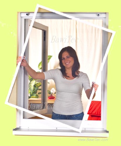 easy life Insektenschutz Fenster greenLINE 100 x 120 cm in Weiß Fliegengitter mit ALU Rahmen Insektenfenster ohne Bohren individuell kürzbares Fliegennetz