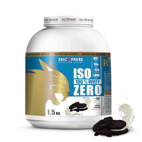 ISO WHEY ZERO 100% - Reines Whey Proteins Iso - Schmackhaft für den Aufbau von Muskelmasse - Schnell assimilierbar - Glutenfrei - 1.5 kg - Französisches Labor Eric Favre - Cookies & Cream