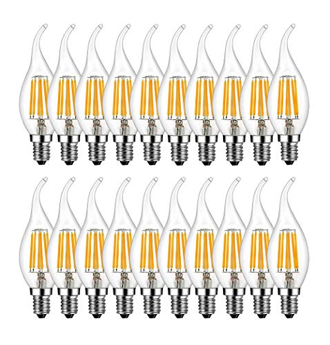 MENTA E14 LED Kerzenform 6W ersetzt 60 Watt Warmweiß 2700K E14 Filament Fadenlampe C35 E14 Kerze LED Lampe 220-240V AC 600lm 360° Abstrahlwinkel Nicht Dimmbar 20er-Pack