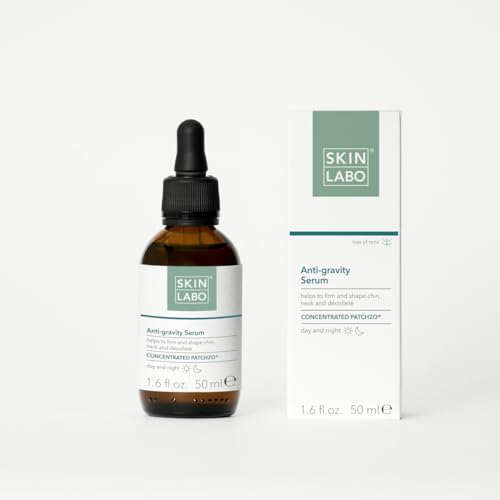 SkinLabo Anti-Schwerkraft-Serum mit feuchtigkeitsspendenden Wirkstoffen, strafft und formt Kinn, Hals und Dekolleté, straffender Effekt, mit Patch2O, 50 ml