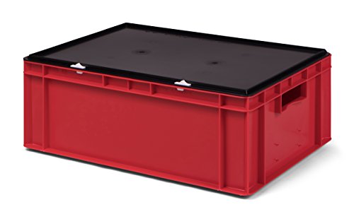 Lagerbehälter/Euro-Transport-Stapelbox KTK 600/210-0, rot, mit Verschlußdeckel, 600x400x221 mm (LxBxH), aus PP