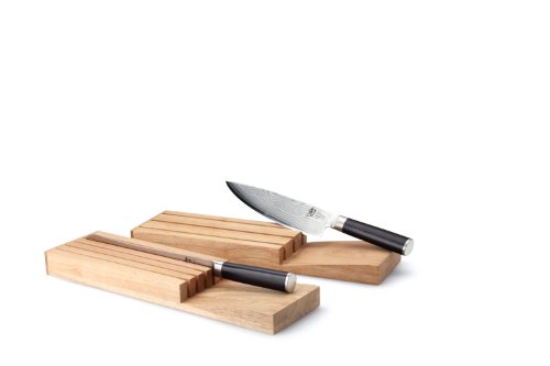 Continenta 30518 Messerblock für Schublade aus Gummibaumholz, Messerhalter, Schubladen Messerblock für 5 Messer, Größe: 39 x 11 x 3,5 cm (ohne Messer),Braun