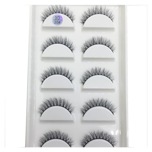 UAMOU 5 Paar halbe Augen 3D-Faux-Nerzwimpern, natürliche falsche Wimpern, weiche Wimpern, Wimpernverlängerung, Make-up, Maquiagem Cilios Cheerfully (Color : 5 Pairs 35)