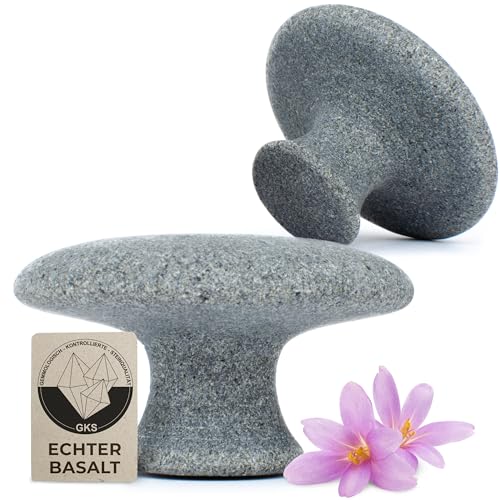 Hot Stone Pilzform-Stein aus zertifiziert echtem Basalt für viel Wärme [2 Stück], zur Ergänzung Ihres Hot Stone Massage Sets