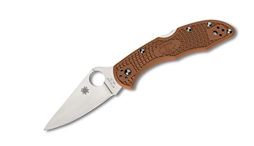 Spyderco Men's Taschenmesser Delica Flat Ground Braun C11FPBN, small