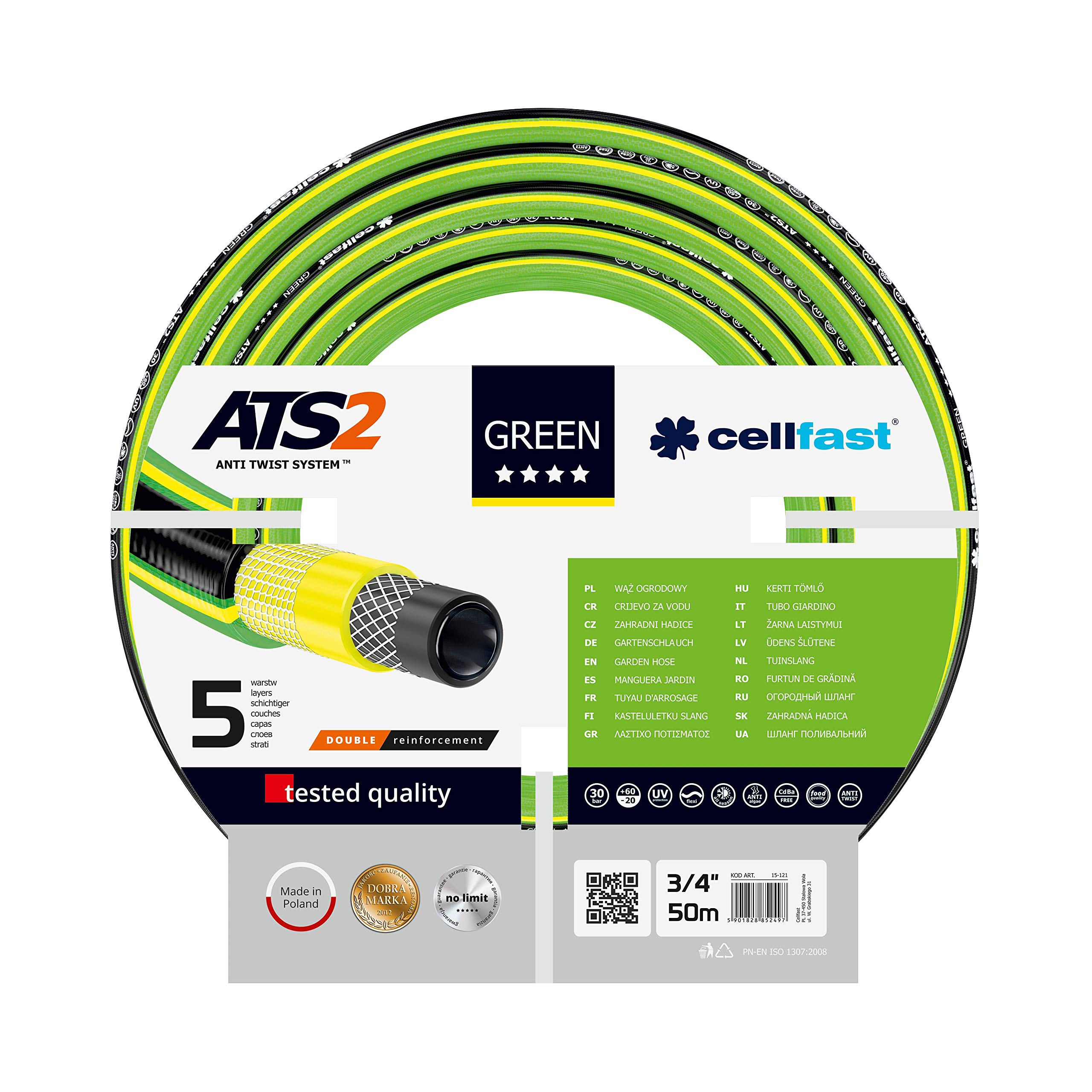 Cellfast Gartenschlauch Green ATS2 50m, 3/4”, 15-121, grün