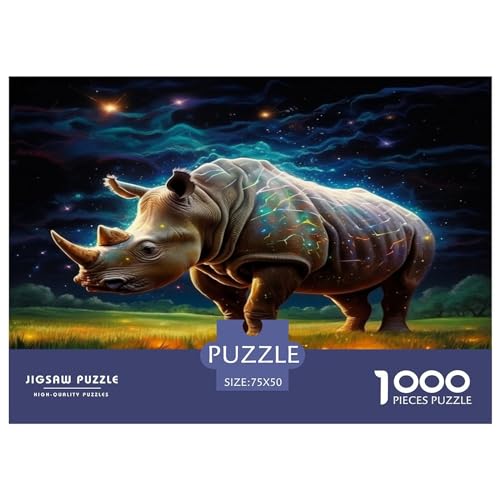 Galaxy Rhinoceros Puzzles 1000 Teile Erwachsene Educational Game Wohnkultur Geburtstag Family Challenging Games Stress Relief Toy 1000pcs (75x50cm)