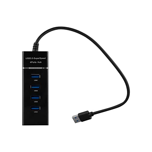 Cadorabo 4-Port USB 3.0 Multischnittstelle USB Hub Plug & Play mit USB Stecker, Buchse und Power Supply für Geräte mit USB Ladeanschluss - Adapter Port Schnittstelle Anschluss SCHWARZ