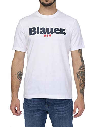 Blauer Herren kurzen Ärmeln T-Shirt, 100 optisches Weiß, 50