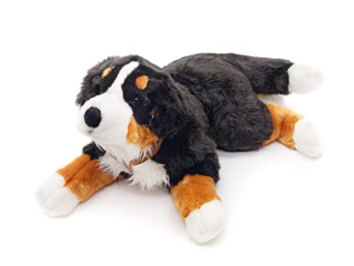 Uni-Toys - Berner Sennenhund mit Geschirr, liegend - 62 cm (Länge) - Plüsch-Hund, Haustier - Plüschtier, Kuscheltier
