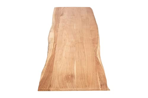 SAM Tischplatte 200x60 cm Curt, Holzplatte aus Akazienholz massiv + naturfarben + lackiert, Baumkanten-Platte für Heimwerker, geeignet für Arbeitsplatten, Tische & Fensterbretter