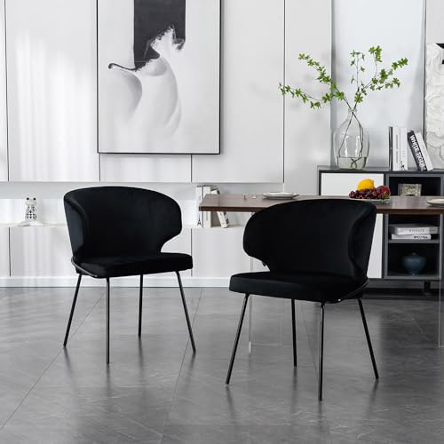Home Deluxe - Polsterstuhl Amara- 1 Stück, Farbe: Samt Schwarz - weiche Polsterung, bis 120 kg belastbar I Küchenstuhl Speisestühle Esszimmerstühle