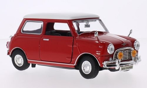 Mini Cooper, rot, weisses Dach , Modellauto, Fertigmodell, Motormax 1:18