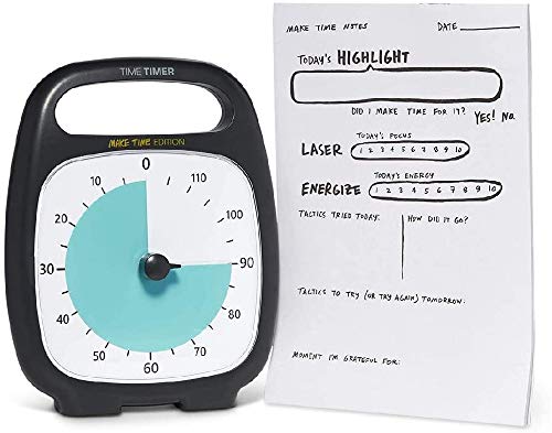 Time Timer Plus 120 Minuten visueller Countdown-Uhr Make Time Edition mit Notizblock – für Kinder im Klassenzimmer, Lehrlehren, Übung und Küchentimer