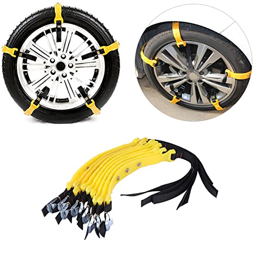 Auto Schneeketten 10pcs 185-225mm Reifen-Ketten für Auto-Gleitschutz-Schnee-Reifen-Ketten-justierbare Winter-treibende Sicherheitsketten für verbreiterte Reifen, Schneeketten Anti-Rutsch-Ketten