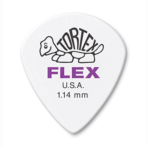 Jim Dunlop 468r1.14 Tortex Flex Jazz III Gitarrenplektrum, 1,14 mm, weiß, 72 Stück