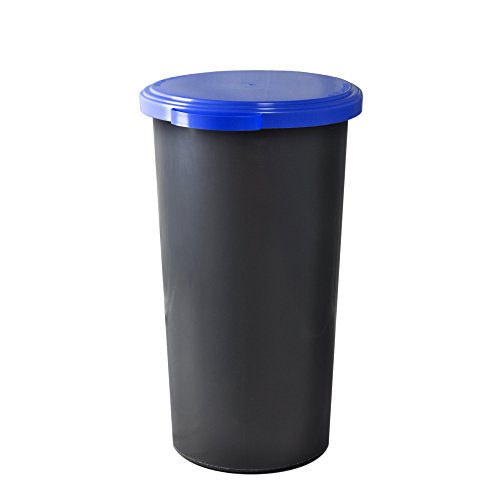 KUEFA 60L Müllsackständer mit flachem Deckel - Gelber Sack Mülleimer (Blau)