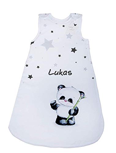 Wolimbo Baby Schlafsack mit Namen Bestickt Panda Motiv ganzjährig 70cm
