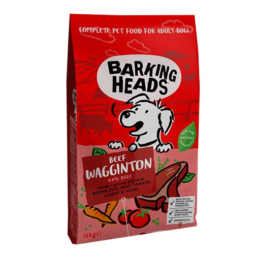 Barking Heads Hundefutter Trocken Getreidefrei - Bestes Rind - 100% Natürlich, Fleisch von grasgefütterten Rindern, ohne künstliche Geschmacksverstärker, 12kg