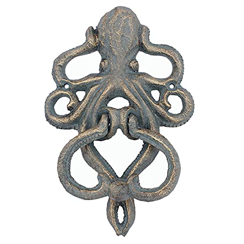 Türklopfer Europäischer Stil Gusseisen Octopus Türklopfer, Creative Ocean Wind Türgriff, für Garten Hof Dekor, 7,36 × 4,76 Zoll