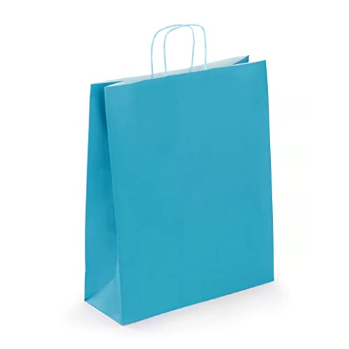 Viquel - Große Krafttasche, 35 x 14 x 40 cm – große blaue Krafttasche mit gedrehtem Griff – 50 Papiertüten – Blau