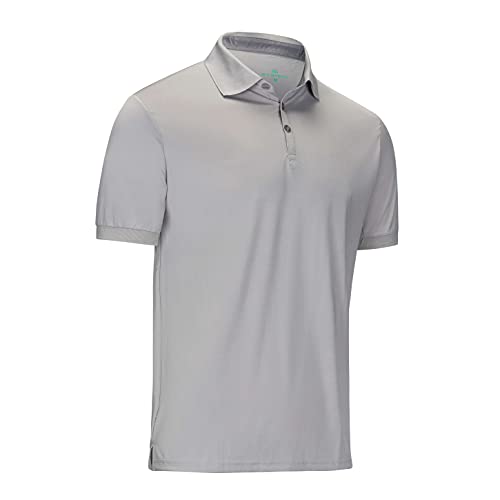 Mio Marino Golf Poloshirt für Herren - Dry Fit - Ultradünner, atmungsaktiver Stoff, Grau, L