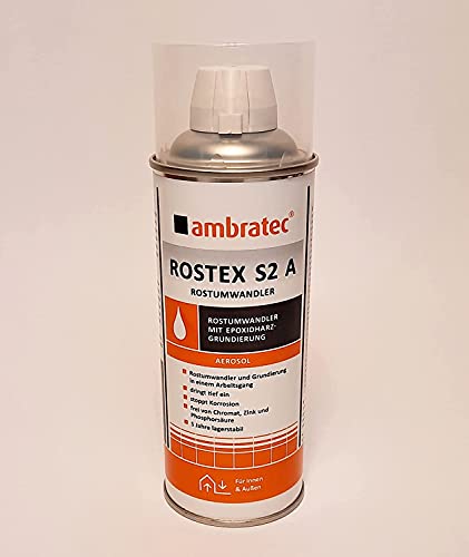Ambratec 400 ml Spray Rostex S2 A Rostumwandler mit Schutzschicht aus Epoxydharz, entfernt Rost, bildet Grundierung, schützt vor Korrosion