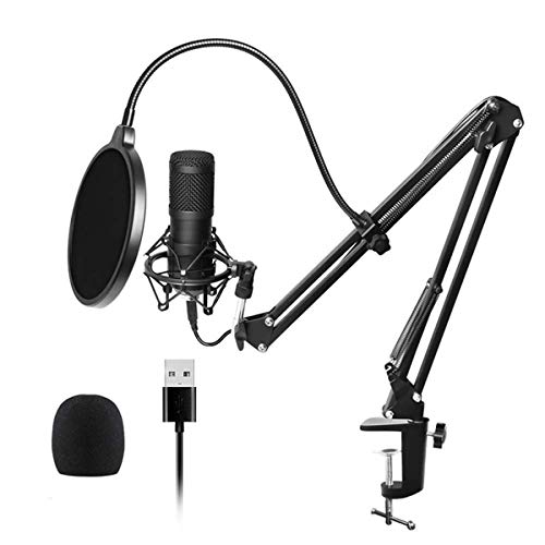 iFCOW USB-Mikrofon, Plug-n-Play, Sound-Aufnahme, Kondensator-Mikrofon mit Filterhalterung für Live-Broadcasting-Netmeetings